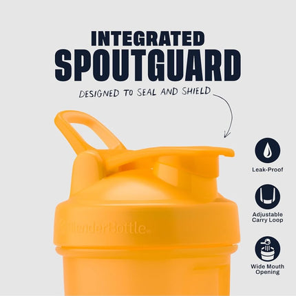 Bouteille shaker BlenderBottle Classic V2, parfaite pour les shakes protéinés et les boissons pré-entraînement, 828 ml, mangue