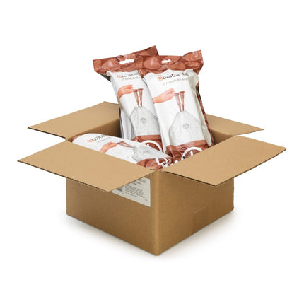 Brabantia PerfectFit Bin Liners Multipack (Size L/40-45 Litre) Thick Plastic Trash Bags with Tie Tape Drawstring Handles (120 Bags), White, 138669