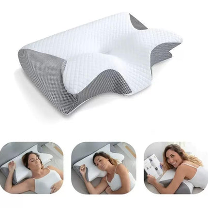 Memory Foam Pillow, 2 in 1 Cervical Pillow for Neck Pain Relief, Ergonomic Neck Support Pillows for Side, Back & Stomach Sleepers with Removable Pillowcase