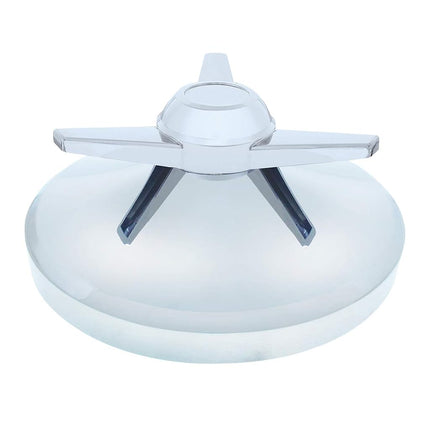United Pacific 10309 Chrome Plastic 8 Inch Rear Axle Cover Hub Cap with 3 Extra Large Bar Straight Spinner
