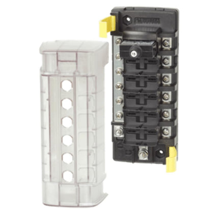 Bloque de disyuntores ST CLB de 6 posiciones Blue Sea Systems 5052 con barra colectora negativa