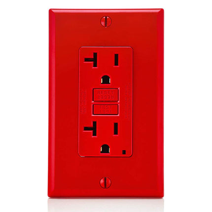 Leviton GFNT2-R Self-Test SmartlockPro Slim GFCI Non-Tamper-Resistant Receptacle with LED Indicator, 20 Amp, Red