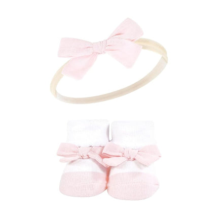 Hudson Baby Girl's Headband and Socks Giftset, Blue Blush Floral, One Size