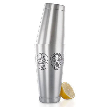 Barfly Skull Cocktail Shaker Tin Set (18 oz and 28 oz),Stainless Steel, Skull,M37009SKU