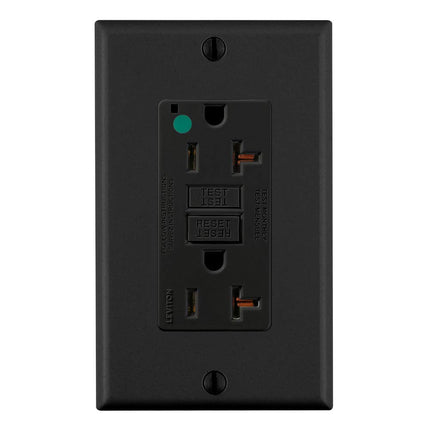 Leviton GFNT2-HGE 20A-125V Extra-Heavy Duty Hospital Grade Non-Tamper-Resistant Duplex Self-Test GFCI Receptacle, Black, 20-Amp