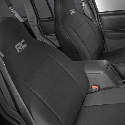 Rough Country Neoprene Seat Covers for 97-01 Jeep Cherokee XJ w/Detachable Headrests - 91023, Black