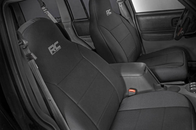 Rough Country Neoprene Seat Covers for 97-01 Jeep Cherokee XJ w/Detachable Headrests - 91023, Black