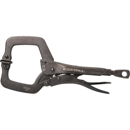 Klein Tools 38622 C-Clamp Locking Pliers with Swivel Pad Jaws, Intuitive Thumb Knob, Adjustable Clamp for Home, Shop, Woodworking, 11-Inch