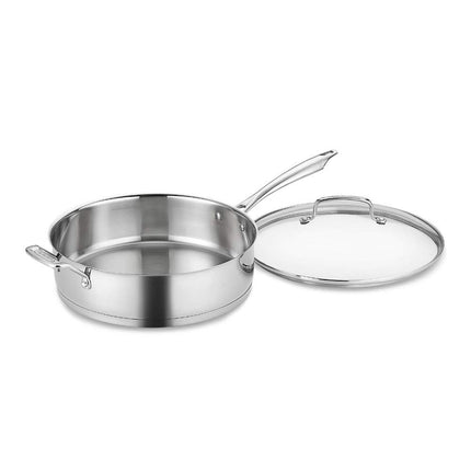 Cuisinart Sartén de 3 cuartos con asa auxiliar y tapa, acero inoxidable