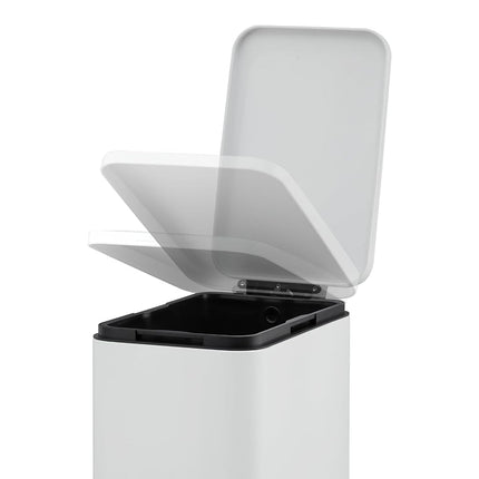 MilleLoom 13.2 Gallon / 50L Kitchen Trash Can, Slim Stainless Steel Garbage Can with Removable Inner Bucket, Fingerprint-Proof Step Rubbish Bin with Soft-Close Lid for Narrow Space, Black