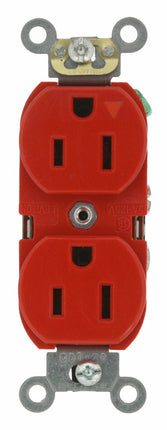 Leviton 5262-IGR, 15 amperios, 125 voltios, grado industrial de alta resistencia, receptáculo dúplex, grado industrial, toma de tierra aislada, rojo
