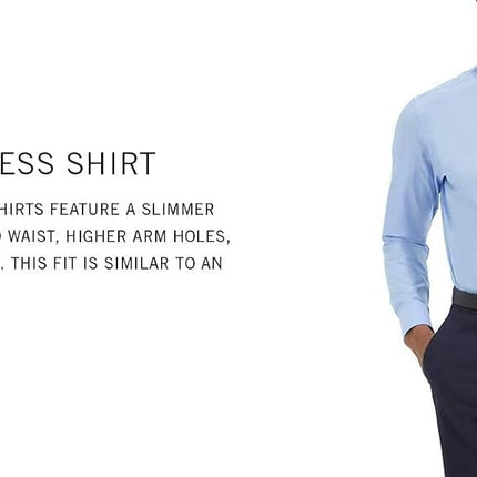 Kenneth Cole Reaction Men's Dress Shirt Slim Fit Solid, Medium Blue, 17"-17.5" Neck 36"-37" Sleeve