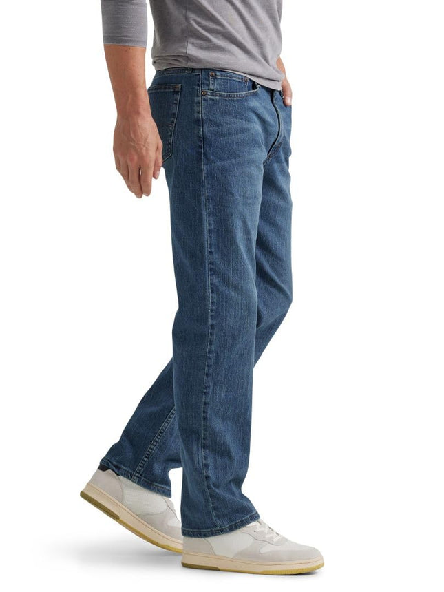 Wrangler Authentics Jean Homme Coupe Droite Confort Taille Extensible, Bleu Océan, 32W x 30L