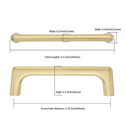 Asidrama 10 Pack 3.75 Inch(96mm) Brushed Gold Cabinet Pulls Cabinet Handles Cupboard Handles Kitchen Cabinet Hardware for Cupboard Drawer Pulls