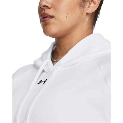 Under Armour Women's Rival Fleece Hoodie, (100) White / / Black, XS