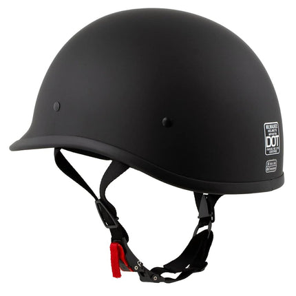 Milwaukee Helmets MPH9750DOT Dot Approved Matte Black 'Polo' Half Motorcycle Face Motorcycle Half Motorcycle Helmet for Men and Women Biker - X-Large