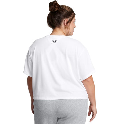 Under Armour Womens Boxy Crop Logo Short Sleeve T, (100) White / / Black, XXS
