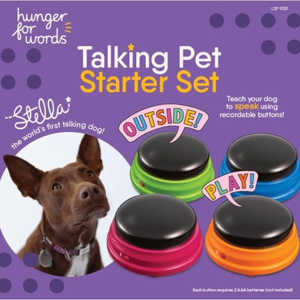 Hunger for Words Talking Pet Starter Set, Recordable Buttons for Dogs, Talking Dog Buttons, Teach Your Dog to Talk