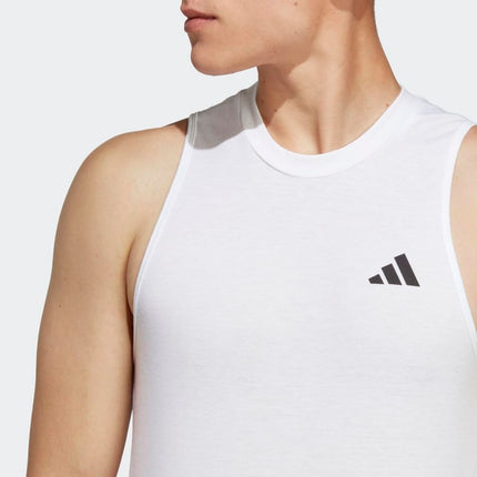 adidas Men's Training Essentials Feel Ready Logo Sleeveless T-Shirt, White/Black, XS