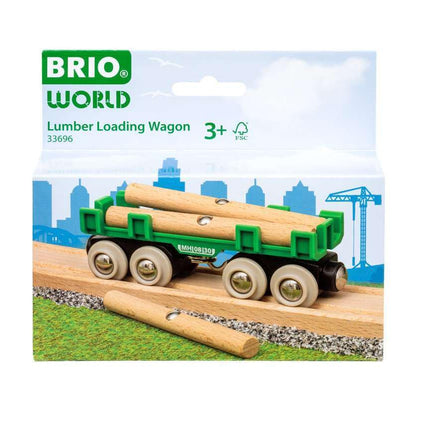 BRIO World Lumber Loading Wagon Engine Train Toy for Kids Age 3 Years Up - Wooden Railway Set Add On Accessories