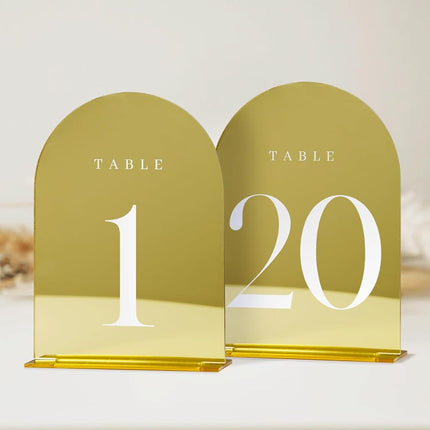 JINMURY Gold Mirror Arch Table Numbers for Wedding
