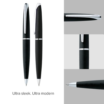 CROSS ATX - Basalt Ballpoint Pen with Chrome Plated Attributes + Box, Black