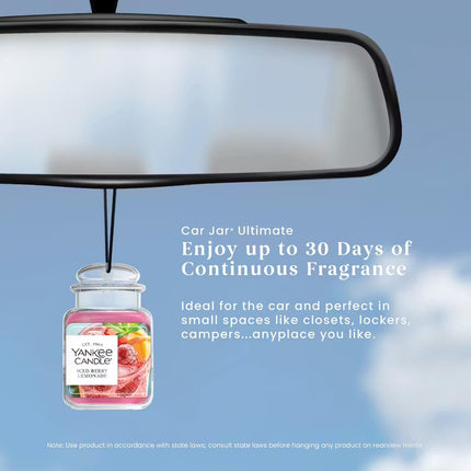 Ambientador Yankee Candle Paper Car Jar, Iced Berry Lemonade, ambientador colgante para coche para neutralizar olores y fragancia duradera, refrescante aroma de verano, 1 unidad (paquete de 10)