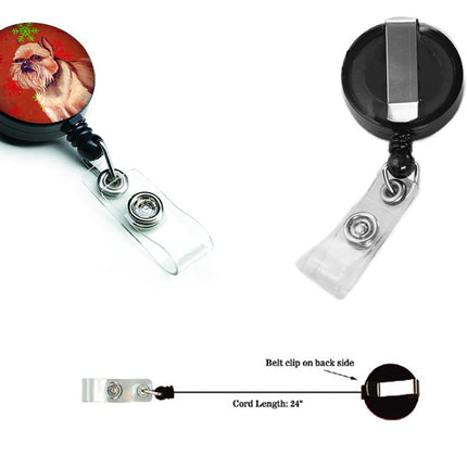 Caroline's Treasures Brussels Griffon Red & Green Snowflake Christmas Badge Reel, Multicolor (LH9314BR)
