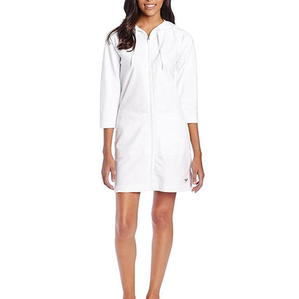 Speedo Women's Uv Aquatic Quarter Sleeve Robe Solid Swimwear Cover Up, White, M UK