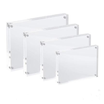 AMEITECH 5x7 Acrylic Photo Frame, Magnetic Picture Frames, 10 + 10MM Thickness Stand in Desk Table, Clear (5 Pack)
