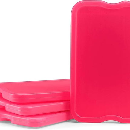Cool Coolers by Fit & Fresh 4 Pack XL Slim Ice Packs, Quick Freeze Space Saving Reusable Ice Packs for Lunch Boxes or Coolers, Pink