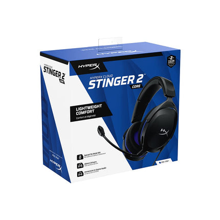 HYPERX Cloud Stinger 2 Core - Gaming Headset for Playstation, Lightweight Over-Ear Headset with mic, Swivel-to-Mute Function, 40mm Drivers - Black
