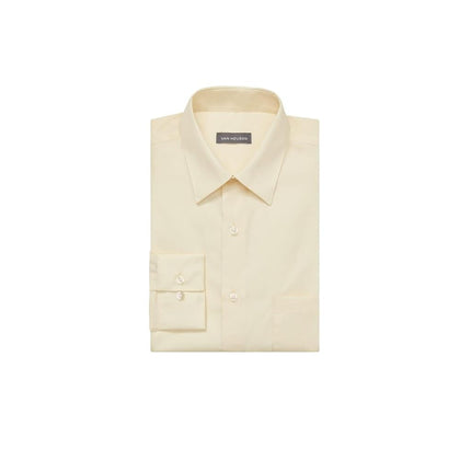 Van Heusen Men's Dress Shirt Regular Fit Poplin Solid, Lemon Glaze, 18.5" Neck 36"-37" Sleeve