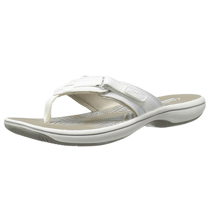 Clarks Women's Breeze Sea Flip Flop, New White Syn