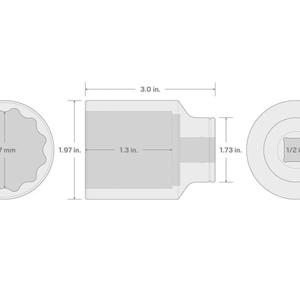 TEKTON 1/2" Drive x 37 Mm Deep 12 Pt. Socket | SHD23337