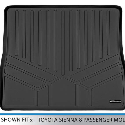 SMARTLINER All Weather Custom Fit Cargo Trunk Liner Floor Mat Behind 2nd Row Black for 2011-2019 Toyota Sienna