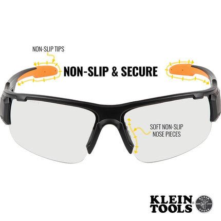 KLEIN TOOLS Safety Glasses, Professional PPE Protective Eyewear with Semi Frame and Clear Lens, Scratch Resistant and Anti-Fog 60161