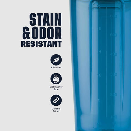 Vaso mezclador BlenderBottle Pro Series, perfecto para batidos de proteínas y pre-entrenamiento, 710 ml, azul océano