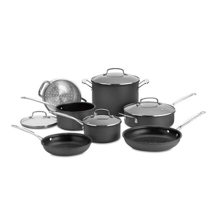 Cuisinart Batería de cocina de 11 piezas, negra, antiadherente anodizado duro Chef's Classic, 66-11