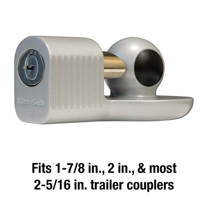 Master Lock Trailer Hitch Lock, Fits 1-7/8 in., 2 in., and Most 2-5/16 in. Trailer Couplers, Weather Resistant Automotive Hitch Lock with Keys, 377KA