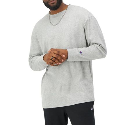 Champion Men's Tshirt, Classic Long Sleeve Tshirt Comfortable, Soft T-Shirt for Men Reg. Or Big & Tall, Oxford Gray, S