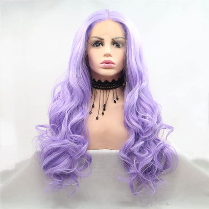 Lilac Purple Lace Front Wigs for Women Soft Wavy L