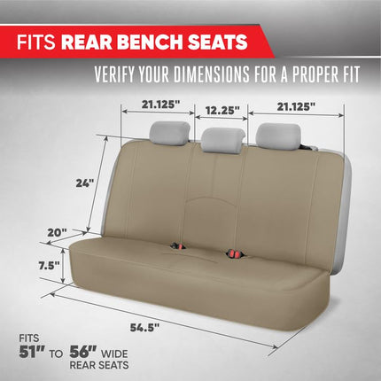 Motor Trend SpillGuard Waterproof Rear Bench Car Seat Cover, Black Stitching – Split Bench Rear Seat Protector with Neoprene Padding, Back Seat Cover for Kids & Dogs, Car Interior Covers