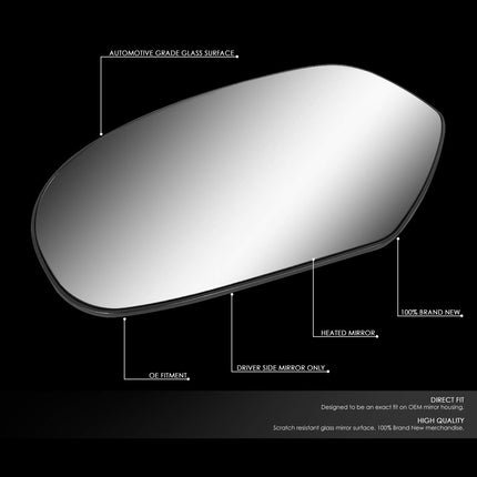 DNA MOTORING SMP-061-L Factory OE Style Left/Driver Side Door Rear View Mirror Glass Lens w/Heater [Compatible with 07-14 Escalade / 07-13 Avalanche / 07-13 Silverado / 07-14 Suburban]
