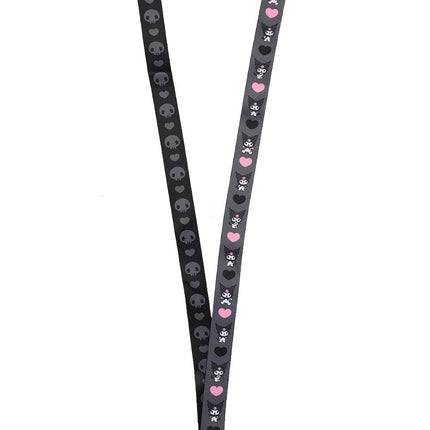 Kuromi Hearts & Skulls Black Lanyard with Character Charm