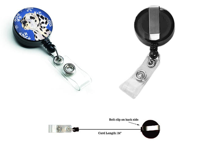 Caroline's Treasures Dalmatian Winter Snowflakes Holiday Retractable Badge Reel, Multicolor (SS4630BR)