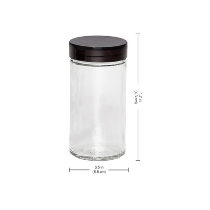 Kamenstein 5244227 Tarros Vacíos con Tapa Negra, Juego de 12, 3 Onzas