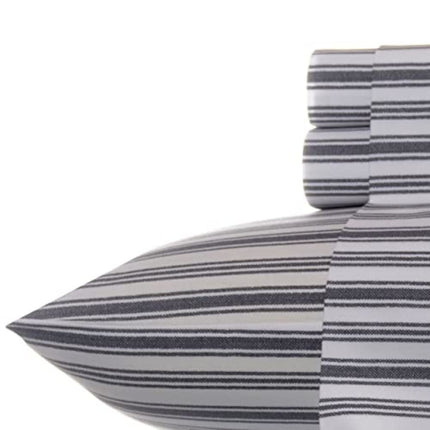 Nautica - Twin XL Sheets, Cotton Percale Bedding Set, Casual Home Decor, Dorm Room Essentials (Coleridge Stripe Charcoal, Twin XL)