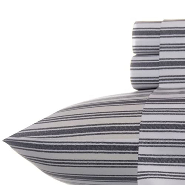 Nautica - Twin XL Sheets, Cotton Percale Bedding Set, Casual Home Decor, Dorm Room Essentials (Coleridge Stripe Charcoal, Twin XL)