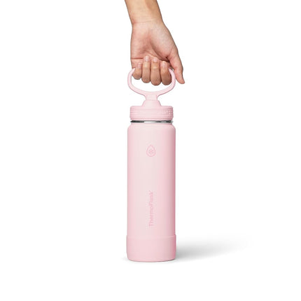 ThermoFlask Insulated Water Bottle with Straw Lid (24 oz, Blush) - Leakproof, Stainless Steel Water Bottle for Cold & Hot Drinks, Travel & Daily Hydration